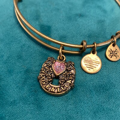 Alex Ani Goldtone Love Luck Charm Expandable Bracelet