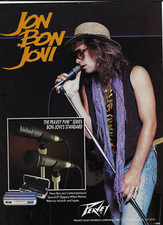 Jon Bon Jovi photo Peavey PVM Series Mics vintage 1987 print Ad