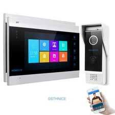 HOMSECUR 7" WIFI Video Doorphone Intercom 2 Monitors Doorbell IR Night Vision