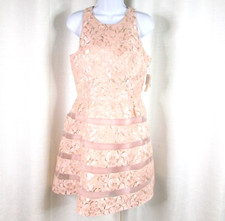 NWT Aidan Mattox Shadow Stripe Dress Jacquard Metallic Size 8 Cocktail Pink 230
