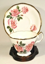 Queen Anne Royal Roses Perfection Tea  Cup & Saucer Signed Perfection Gold Trim
