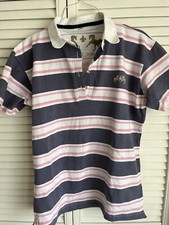 Equine Couture Striped Technic Collared Show Shirt Ultra Stretch Blue White Pink