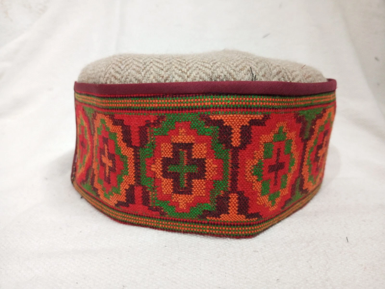 Himachal Cap 3" Border Design Multi color Pahari Topi Handcrafted Traditional
