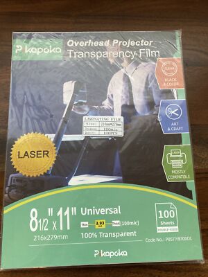 100 Sheet Transparency Film 8.5x11 Clear for Overhead Projector Or Laser Inkjet