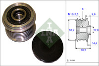 Umlenkrolle Kupplung Wechselstromgenerator BMW 320 Chevrolet Adam Opel INA