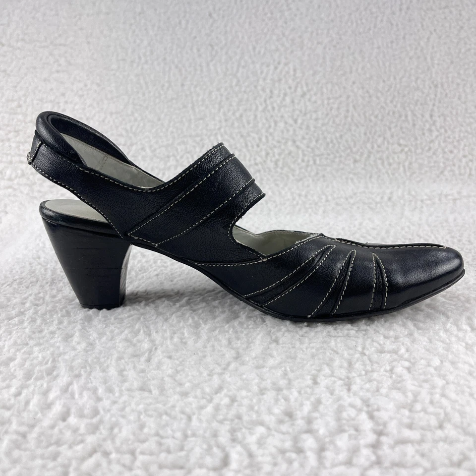 Zapatos de tacón Fidji Mary Jane de cuero negro para mujer con hebilla correa talla 36/5,5 Foto 2 de 4