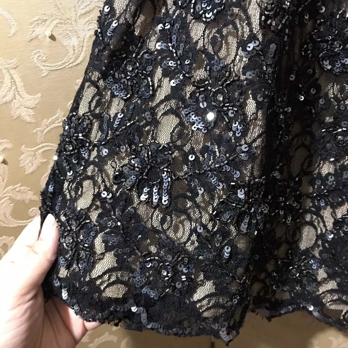 Black lace cheap beaded skirt