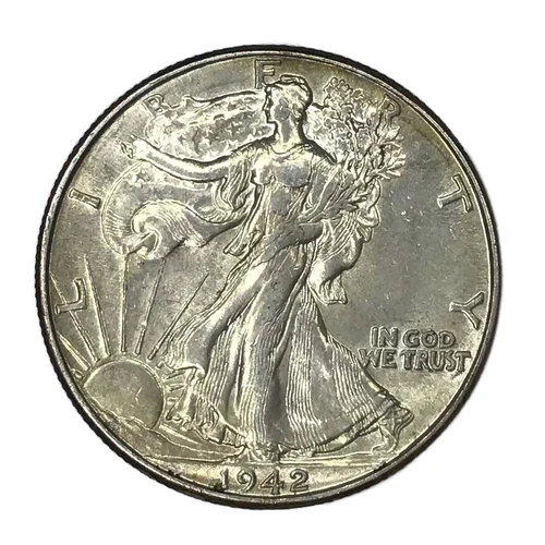 1942 50C Walking Liberty Half Dollar Light Toned UNC #