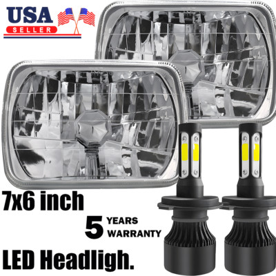 Pair 5x7'' 7x6'' LED Headlights H4 Hi/Lo Beam For Dodge W250 D350 Ram 81-93 D250