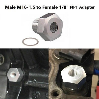 1PC LS Swap Oil Pressure Sensor Adapter M16 1.5 to 1/8 NPT For All GM LS Engines