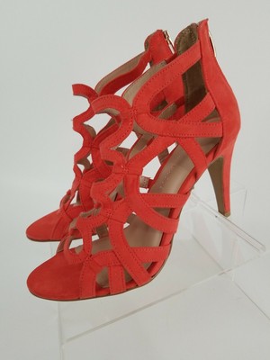 coral strappy heels