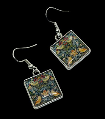 Einzigartige ERDBEERDIEBE OHRRINGE handgefertigt WILLIAM MORRIS Geschenk verpackt MUSTER