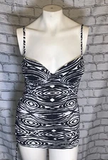 Love Your Assets by Sara Blakely SPANX Tankini Swim Top Black White Underwire S