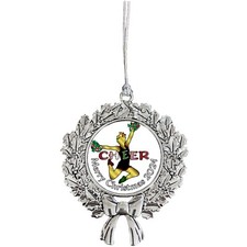 Cheer Cheerleader Cheerleading Wreath Christmas Ornament 2024 Silver Metal Gift