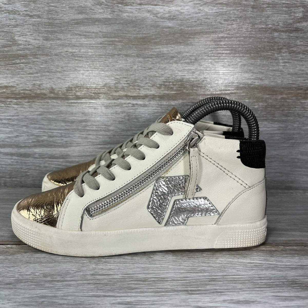 Dolce Vita Womens Zonya Copper White Leather Zip Up High Top