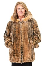 Clearance! Sheared Beaver Fur Parka With Fox Fur Trim- Size 14