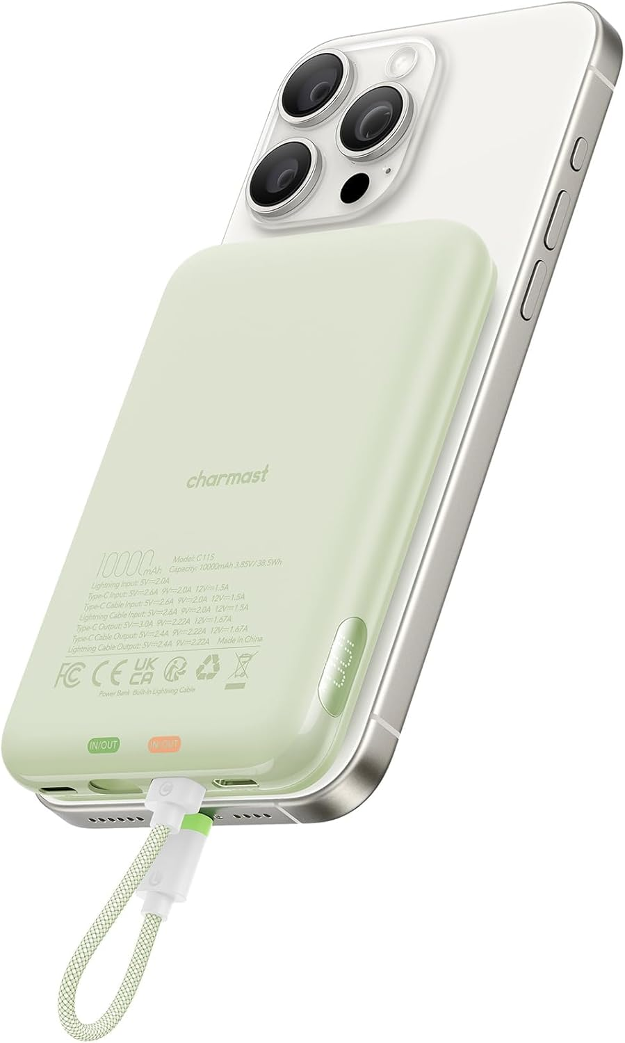 Charmast 10000Mah Wired Portable Charger, 20W Fast Charging Slim Power Bank with