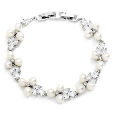 Mariell Freshwater Pearl Bridal Bracelet, 7 1/8" Plus 1/2" Extender, Wedding,...