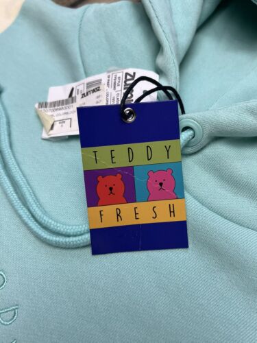 Teddy Fresh Pastel Color Block Hoodie Adult Small NWT Bear Stitched Mint pink - Picture 3 of 15
