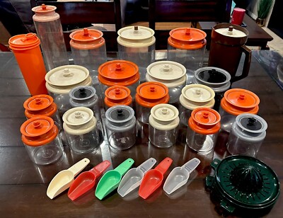 Pyrex Top Tupperware VTG Tupperware Storage Containers, Pitchers, and Scoopers + BONUS Pyrex ...
