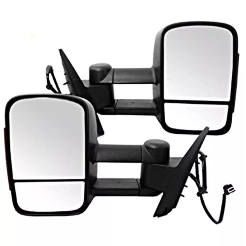 Fits 03-06 GM TRUCK TELESCOPIC TOW MIRROR TEXTURED BLACK POWER W/HEAT-EXTERNAL