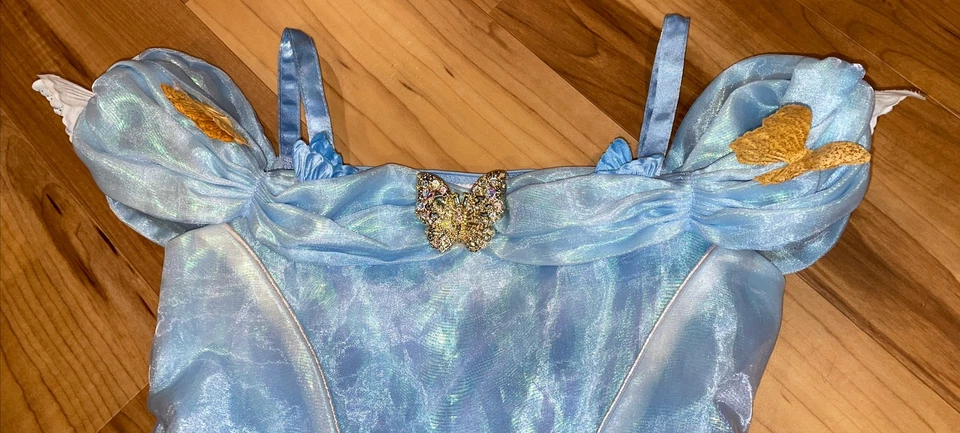 Disney Collection Live Action Cinderella Costume Dress Girls 9/10 Butterflies - Image 3 of 4