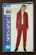  S&S-5801 Jacket & Pants Sewing Pattern See & Sew Size 12-14-16 Uncut