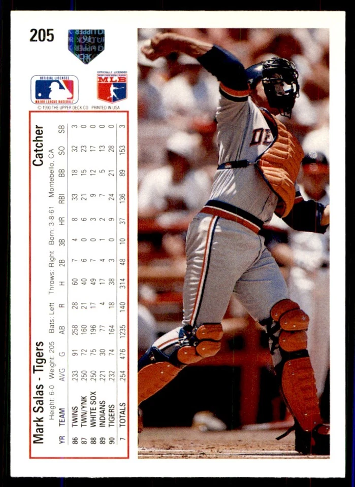 1991 Upper Deck Mark Salas Detroit Tigers #205 - Image 2 of 2