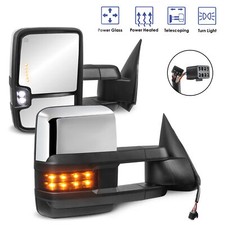 Chrome Power Heated Tow Mirrors For 1999-02 Chevy Silverado Gmc Sierra 1500 2500