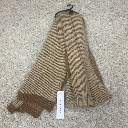 Topshop Unisex Knit Scarf Brown Cozy Soft Long Rectangle Preppy Casual Minimal