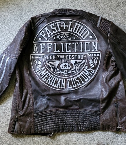 affliction american customs leather jacket