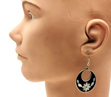 Alpaka MEXIKO Silberton Perlmutt Abalone Hängende FLORAL Durchstochene Ohrringe