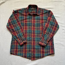 Vintage Men s Timberland Weathergear Plaid Button-Up Flannel Cotton Shirt L