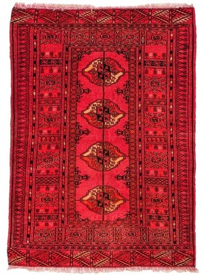 Antiker Afghan Orientteppich 123x90 | Gebetsteppich, handgeknüpft aus Wolle