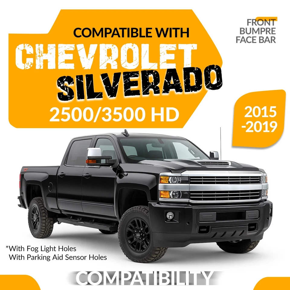 Black Front Bumper Face Bar For Chevrolet Silverado 2500 HD 3500HD 2015-2019 Foto 3 de 4