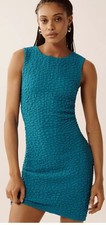 Anthropologie Dress NWT Textured Mini Shift Luxury Blue Size XS Petite #246