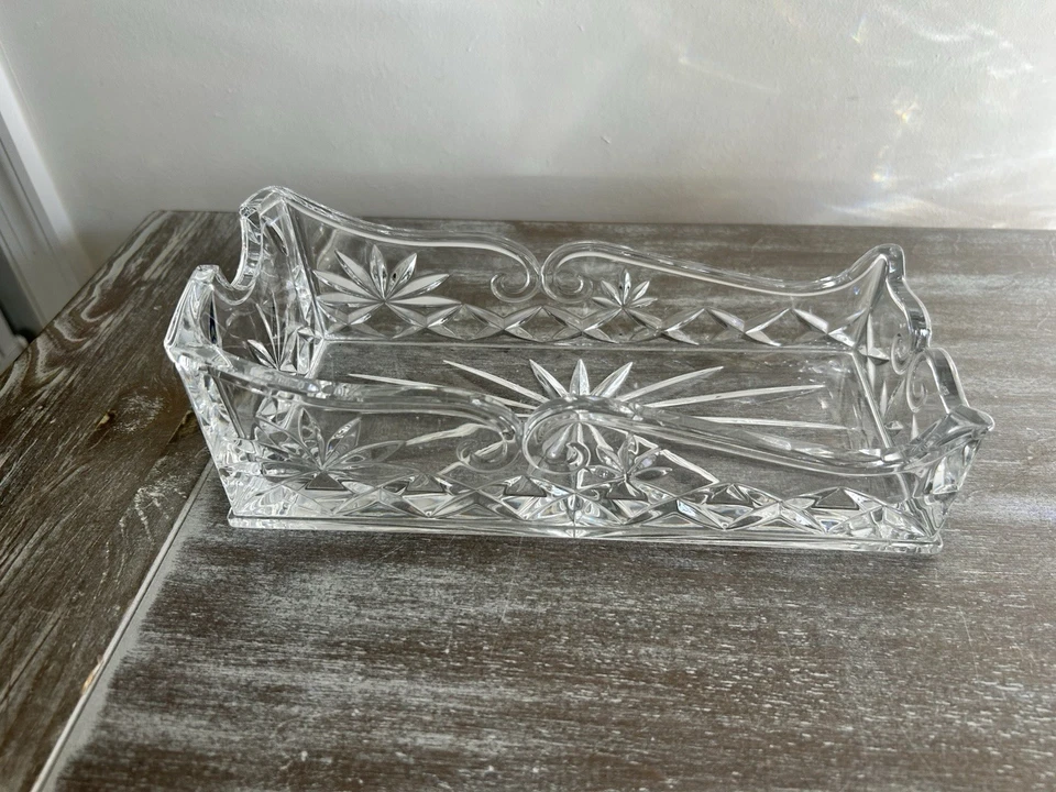 Carrito de vino Shannon Godinger cristal patrón barroco respirador vintage años 90 Foto 2 de 4