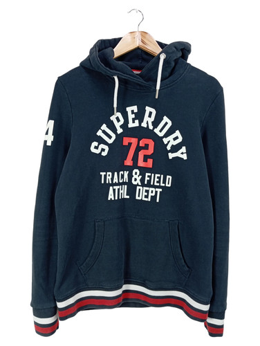 SUPERDRY Felpa con Cappuccio Uomo Blu Logo Cotone (IT 46, EU 42)