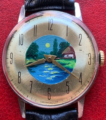 Soviet Watch Vintage Vostok Wostok Hand Painted Dial USSR Artwork Wristwatch 70s