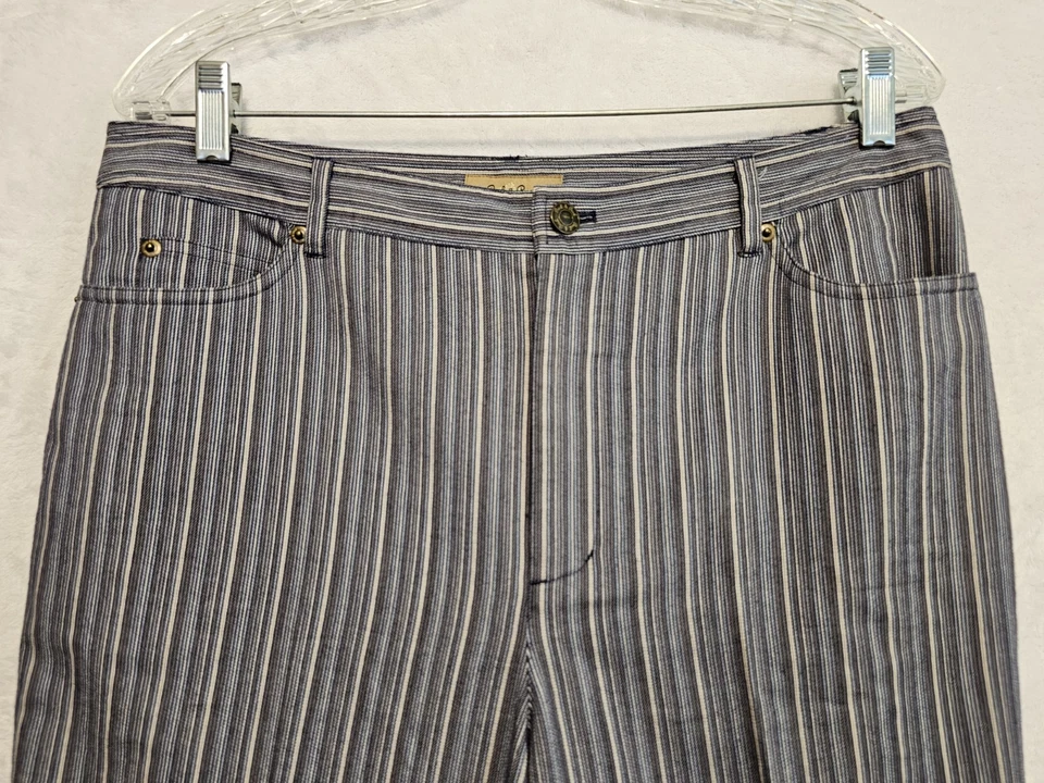 Pantalones de fin de semana Peck & Peck azules grises blancos a rayas 5 bolsillos informales talla 12 Foto 2 de 4