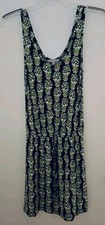 Banana Republic Navy Blue Pineapple Print Drop Tie Waist Dress Size XS NEW