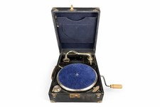 Grammofono Portatile Tedesco d’Epoca Funzionante Valigetta Originale 1900