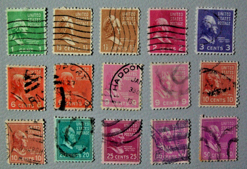 USPS Stamps .. Partial of Prexies .. 1938 Presidential Series .. Used 