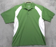 Champions Tour Polo Shirt Mens Large Green White Golf Performance Wicking Knit