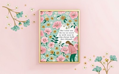 Blühende Blumen Buch Zitat positive Blumen Cottagecore Wiese Art Landhaus Deko