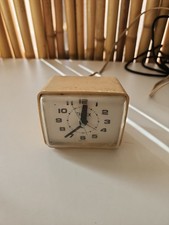 Vintage Timex Electric Alarm Clock Square Beige Made in USA Model Corded Retro