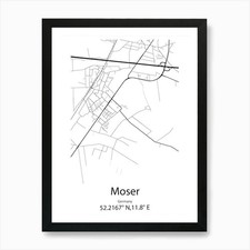 Moser,Germania Mappa Minimalista Arte Pr Cornice Wall Art Poster Stampa su Tela Quadro