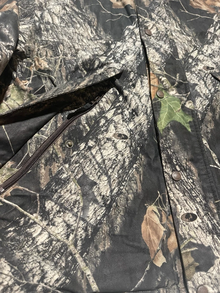 Cabelas Jacket Mens Large Camouflage Mossy Oak Break-Up Hooded Dry-Plus Hunting - Image 2 of 4