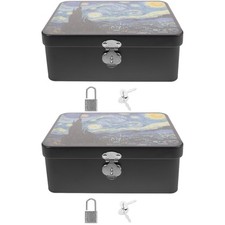 Set of 2 Schmuckkästchen Aus Weißblech Vintage Schatztruhe Dekorative Behälter