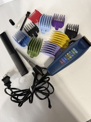 Wahl Corded Hair Clipper w/ Guards #1 3,5 8 + Ear Taper Oil Brush Comb Tested